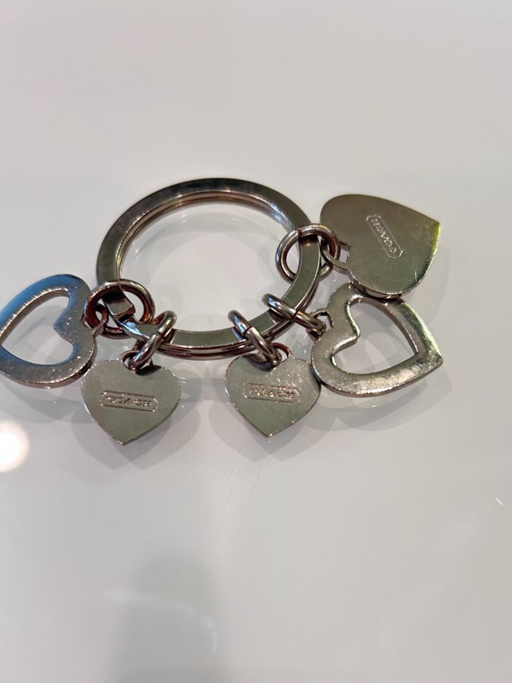 Rare COACH Heart Hearts Keychain Pink Blue Hearts Purse Charm Keychain - Picture 2 of 2